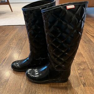Hunter Women's Black Quilted Rain Boots